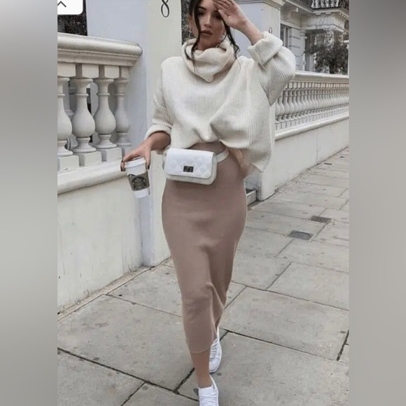 Rust Ribbed BodyCon Long Sleeve Dress Midi - Picture 4 of 6